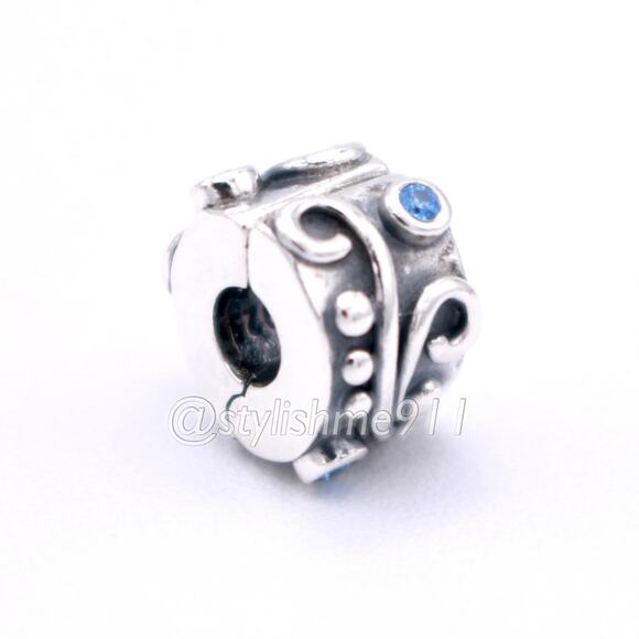 Authentic PANDORA Tendril Blue CZ Clip - 790380CZB - Picture 7 of 12